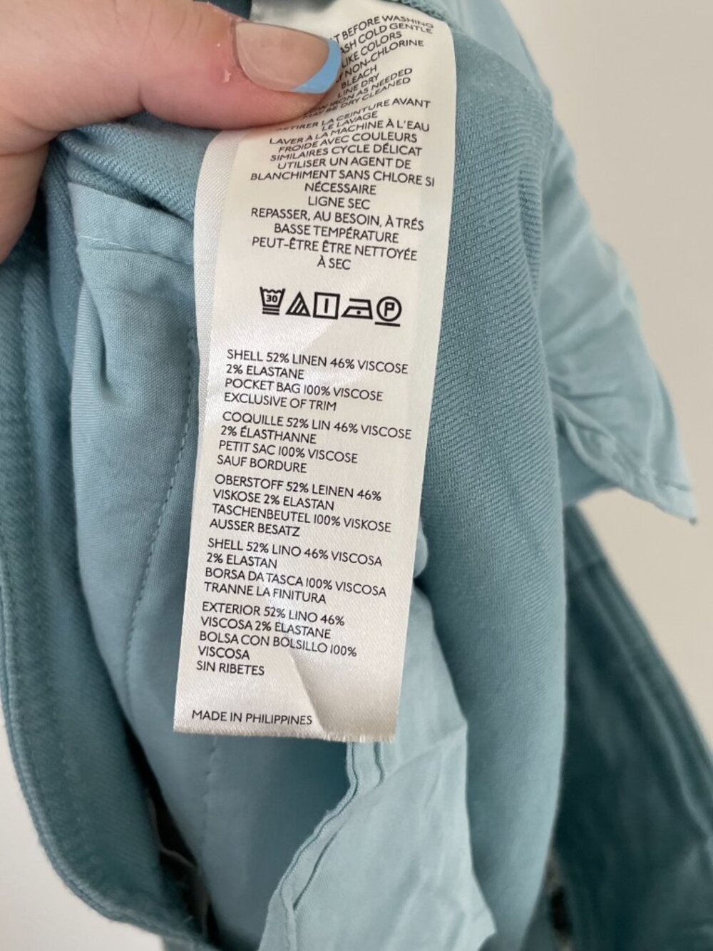 Anthropologie Linen Blend Robins Egg Blue Wide-Leg Pants Size 12 - Picture 4 of 7